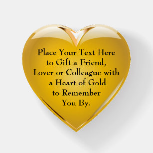 Heart of Gold Gift "Personalized" Paperweight
