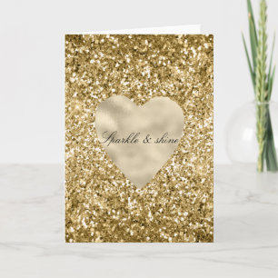 Heart of Gold Glitter Personalized  Card