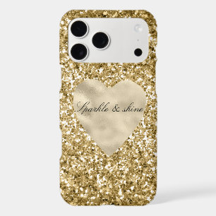 Heart of Gold Glitter Personalized iPhone 17 Pro Max Case