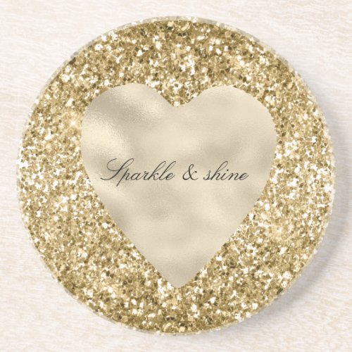 Heart of Gold Glitter Personalized             Coaster