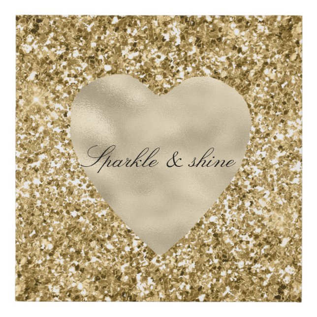 Heart of Gold Glitter Personalized             Faux Canvas Print (Front)