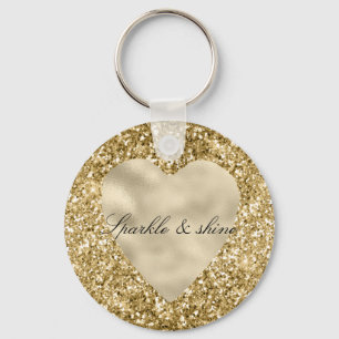 Heart of Gold Glitter Personalized Keychain