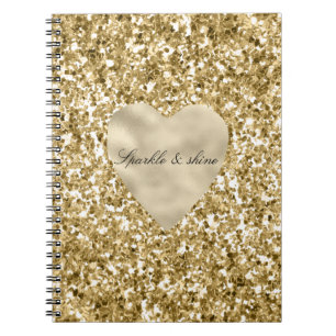 Heart of Gold Glitter Personalized Notebook