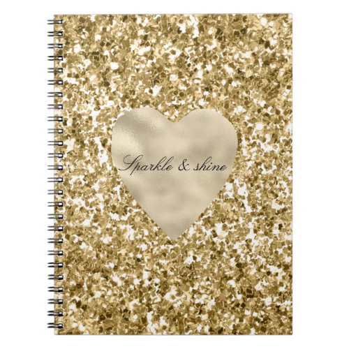 Heart of Gold Glitter Personalized Notebook