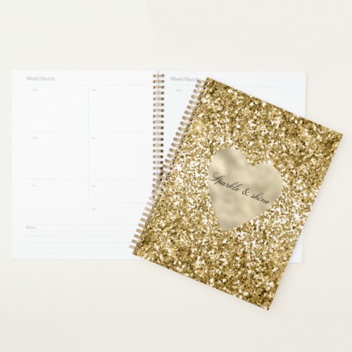 Heart of Gold Glitter Personalized             Planner