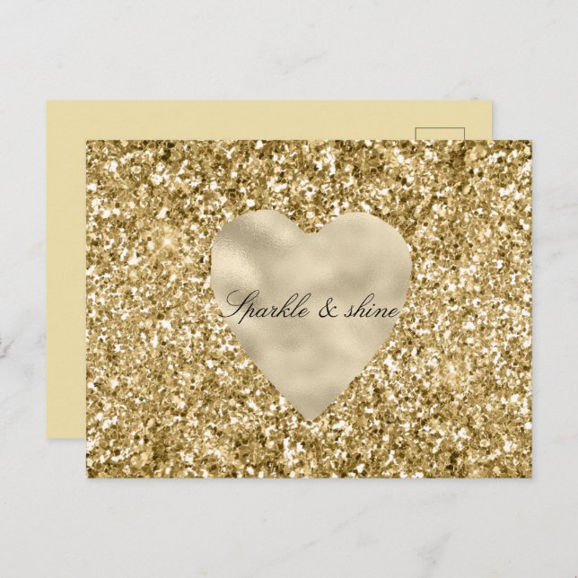 Heart of Gold Glitter Personalized  Postcard (Front/Back)