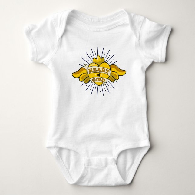 Heart of Gold Golden Winged Heart Baby Bodysuit (Front)