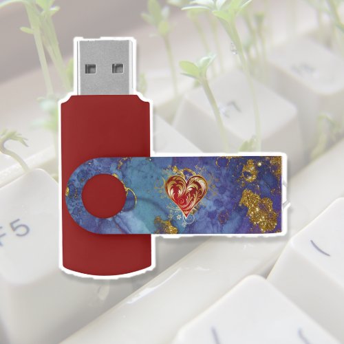 Heart of Gold on Venetian Blue Flash Drive