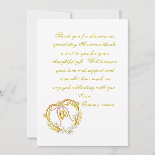 Heart of Gold Wedding Thank You Cards
