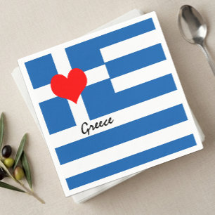 Heart of Greece Napkins, patriotic, Greek Flag Napkins