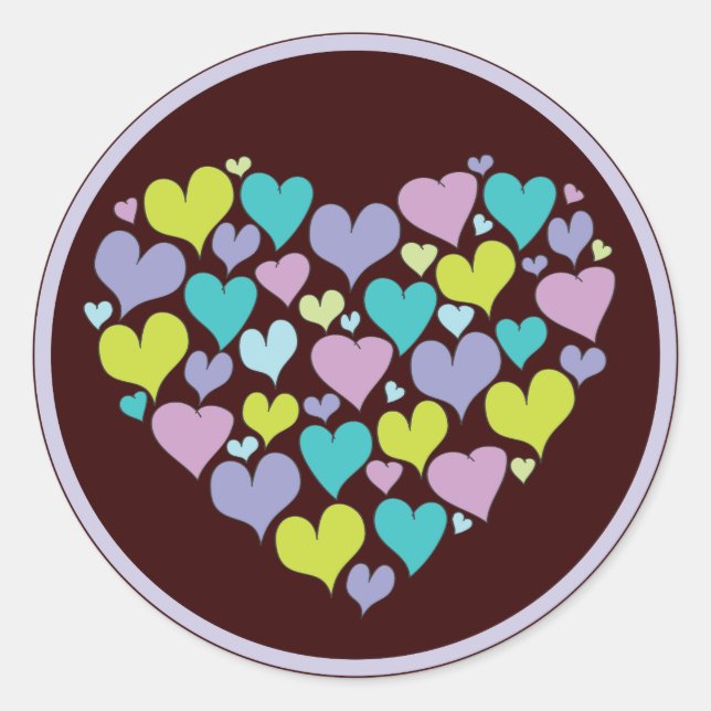 Heart of Hearts Love Sticker in Pretty Purples (Front)