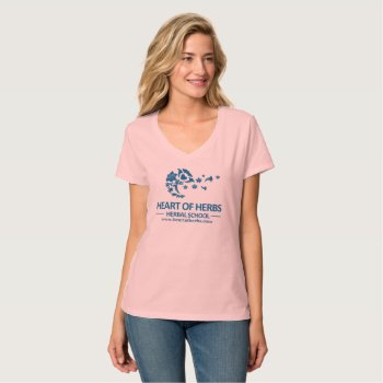 Heart Of Herbs Herbal School V-neck T-shirt by HeartofHerbsSchool at Zazzle
