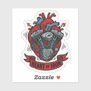 Heart Of Iron Biker V-Twin Engine Vinyl Sticker
