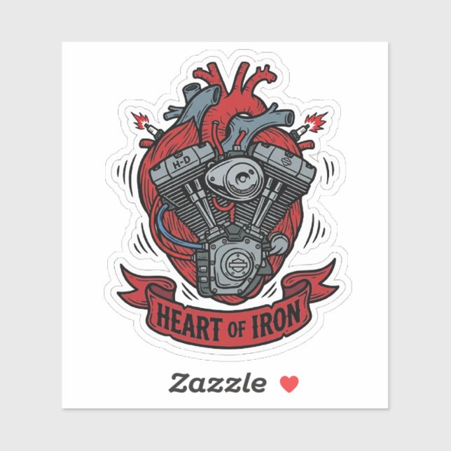 Heart Of Iron Biker V-Twin Engine Vinyl Sticker (Sheet)