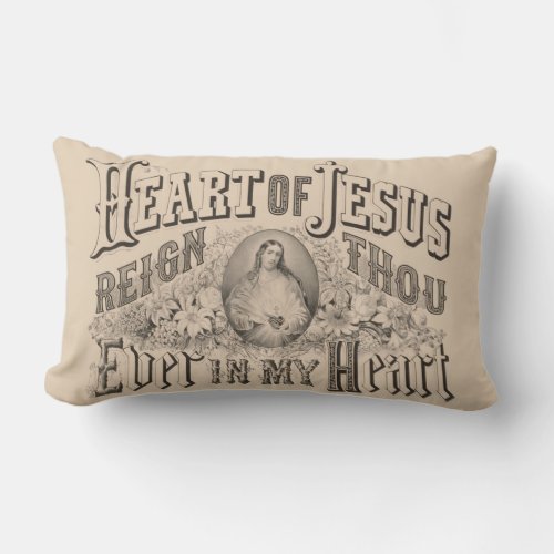 Heart of Jesus Religious Vintage Catholic Lumbar Pillow