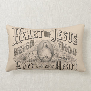 Heart of Jesus Religious Vintage Catholic Lumbar Pillow