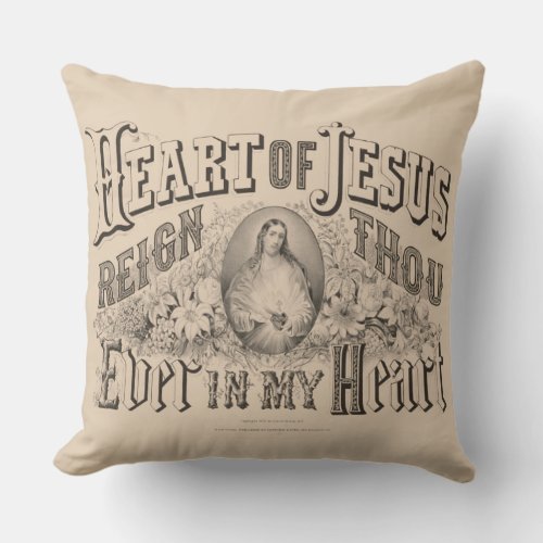 Heart of Jesus Religious Vintage Catholic Throw Pillow