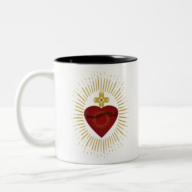 Heart of Jesus Two-Tone Coffee Mug (Left)