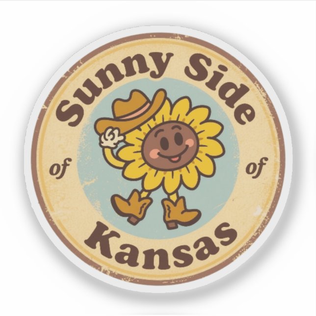 Heart of Kansas_ Sunflower Prairie Charm Vintage  Sticker (Front)