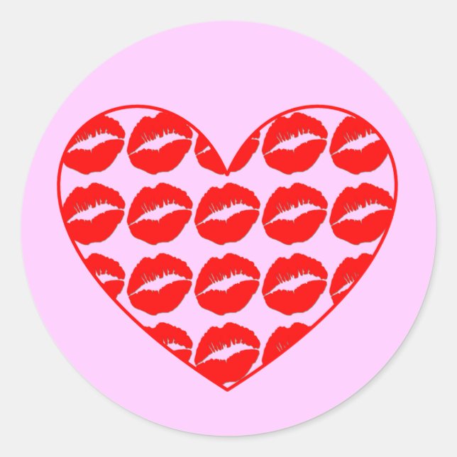 Heart of Kissy Lips Classic Round Sticker (Front)