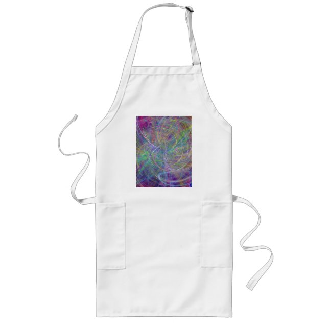 Heart of Light – Aqua Flames & Indigo Swirls Long Apron (Front)