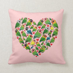 Heart of Lovebirds Cotton Throw Pillow