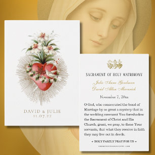 Heart of Mary Catholic Wedding Prayer Card