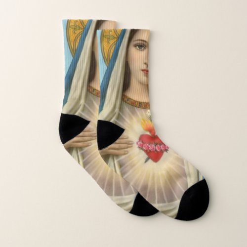 Heart of Mary Our Lady Holy Maria Mother of God Socks