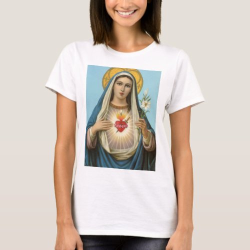 Heart of Mary Our Lady Holy Maria Mother of God T_Shirt
