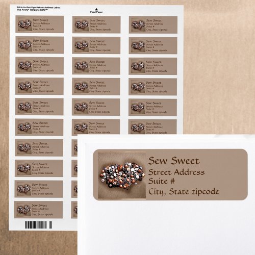 Heart of Metallic Buttons Bronze Return Address Label