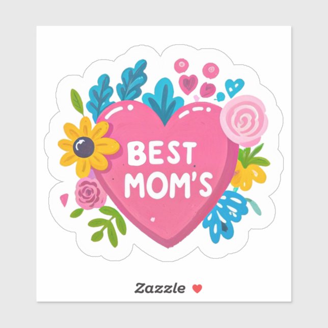 Heart of Mother’s Love - Best Mom’s Floral Heart Sticker (Sheet)