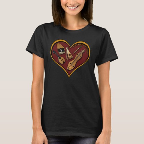 Heart of Music Bowed Psaltery Musical Instrument Collage T-Shirt