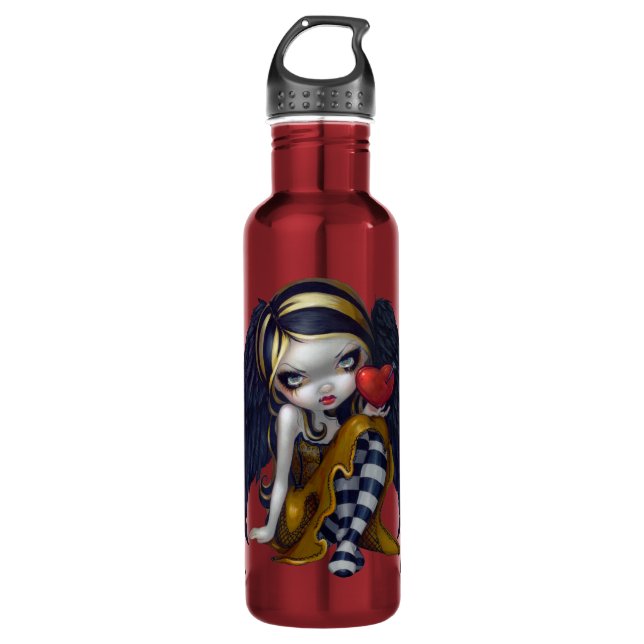 Heart of Nails gothic valentine angel Water Bottle (Front)