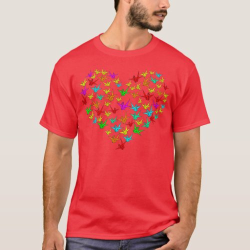 Heart of origami crane paper folding for men and w T_Shirt