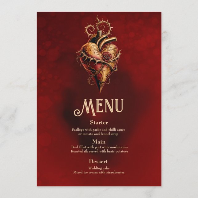 Heart of passion romance and love.  menu (Front)