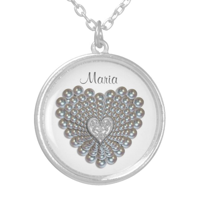 Heart of pearls name Necklace (Front)