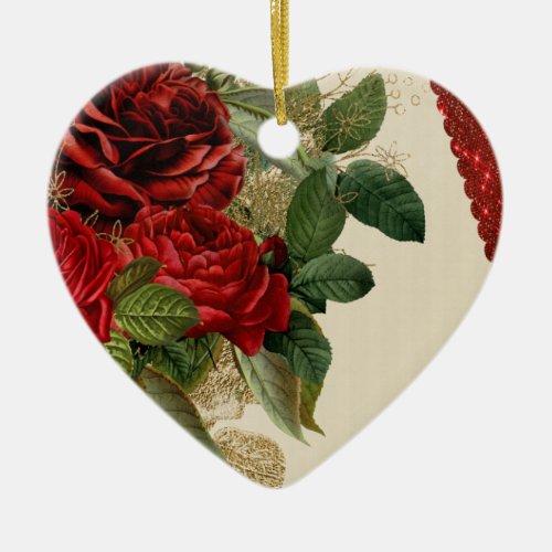 heart of roses porcelain ornament