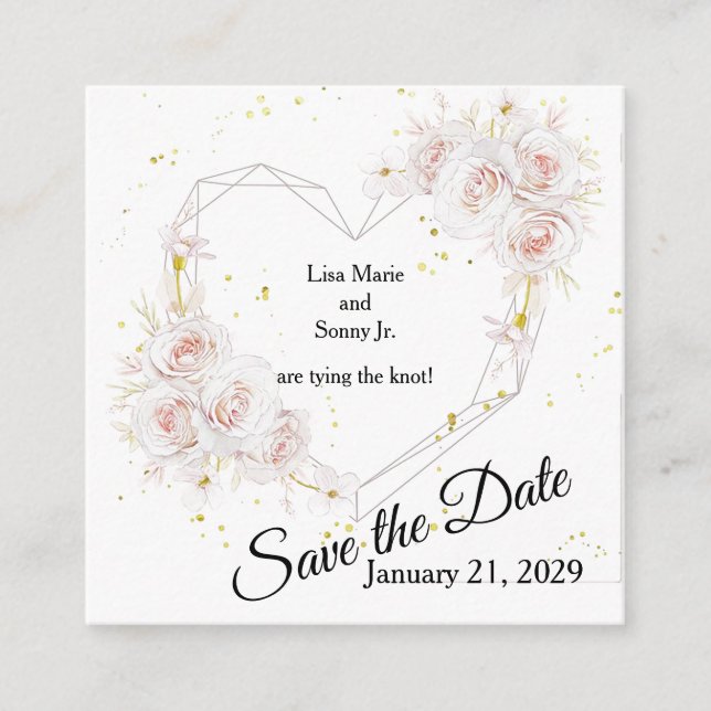 Heart of Roses Save the Date Announcement  (Front)