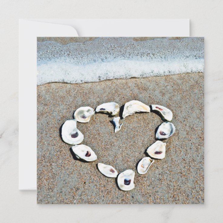 Heart Of Seashells On The Beach Bridal Shower Invitation Zazzle