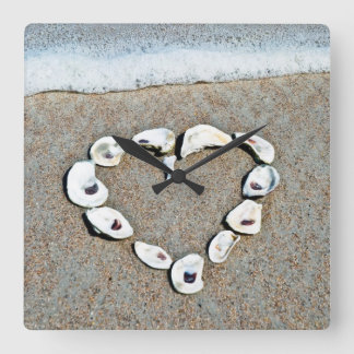 Heart of Seashells on the Beach Clock