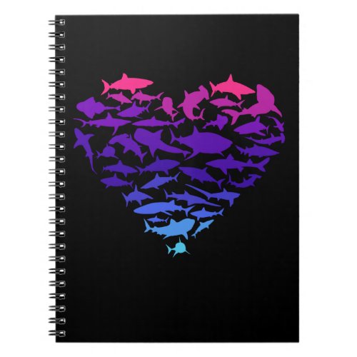 Heart of Sharks Shark Lover Colorful Sea Life Notebook