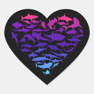 Heart of Sharks Shark Lover Colorful Sea Life Sticker