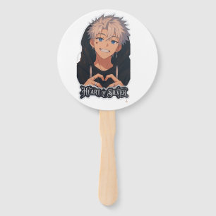 Heart of Silver Anime Boy Aesthetic Heart Hands  Hand Fan