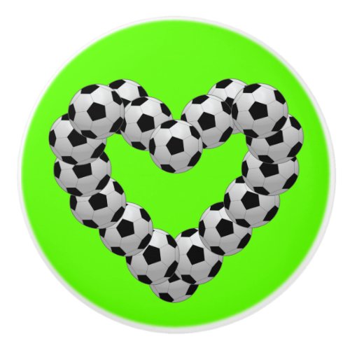Heart of Soccer Ball Soccer Football Ceramic Knob