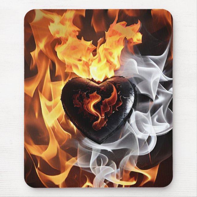 Heart of stone amidst flames mouse pad (Front)
