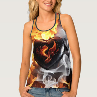 Heart of stone amidst flames tank top