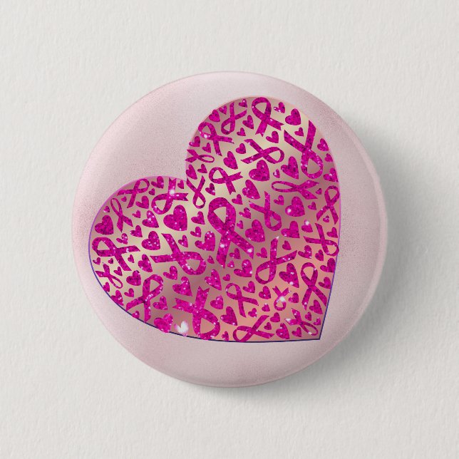 Heart of Support Against Breast Cancer Button (Front)