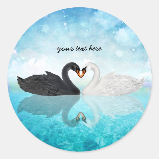 Heart of swans classic round sticker (Front)