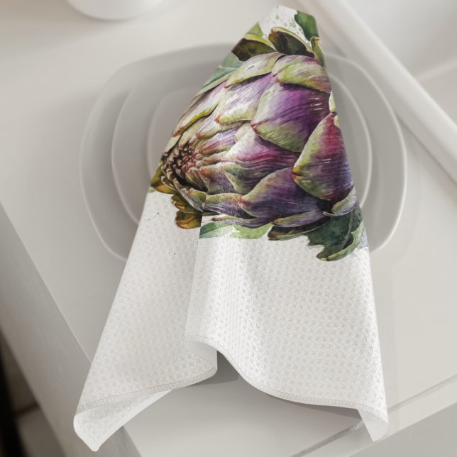 Heart of the Garden: Artichoke in Watercolor Kitchen Towel (Creator Uploaded)
