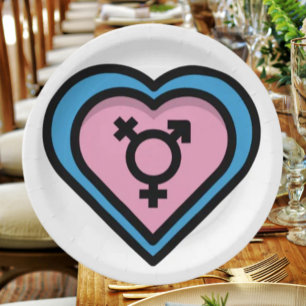 Heart of Trans Pride Party Plates